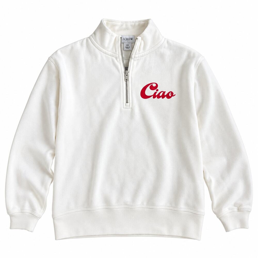 J.Crew Ciao Quarter Zip Pullover Sweatshirt Mock Neck Ivory Womens XS NWT
